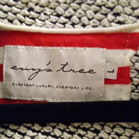 Womans L Evy's Tree Blue Knit Cardigan Sweater Vest Nautical Contrast - Picture 2 of 6